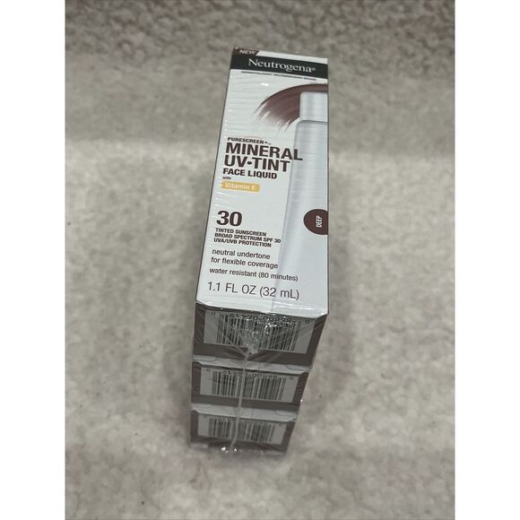 3 Neutrogena Purescreen‎ Mineral UV Tint Face Liquid Sunscreen DEEP Exp. 11/2024 - Picture 1 of 5
